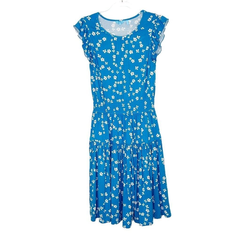 Draper James Faith Dress Women’s Size XS Smocked Waist Blue Ditsy Floral Daisy